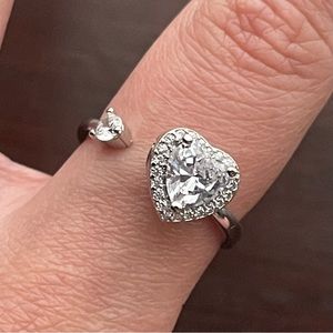 Silver Crystal Heart Fidget Ring
